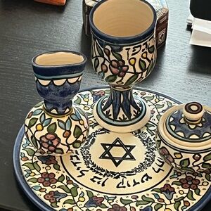 Colorful Ceramic Kiddush Set